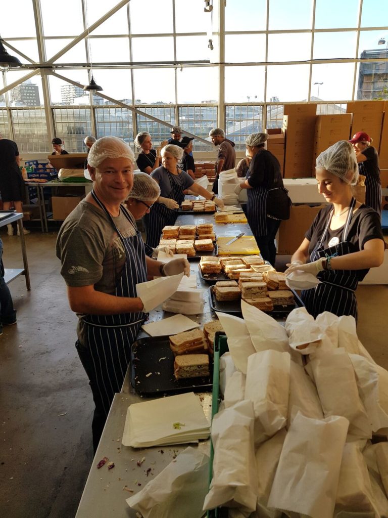 Volunteers preparing lunch New Zealand